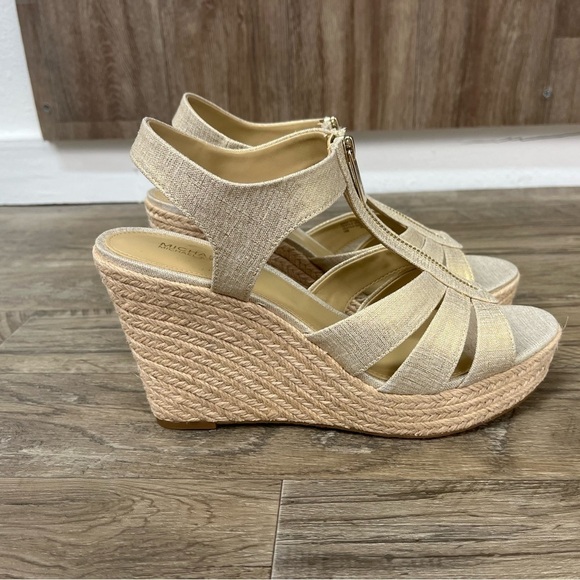 NEW Michael Kors Women's Berkley Gold Wedge Sandals - Picture 6 of 14